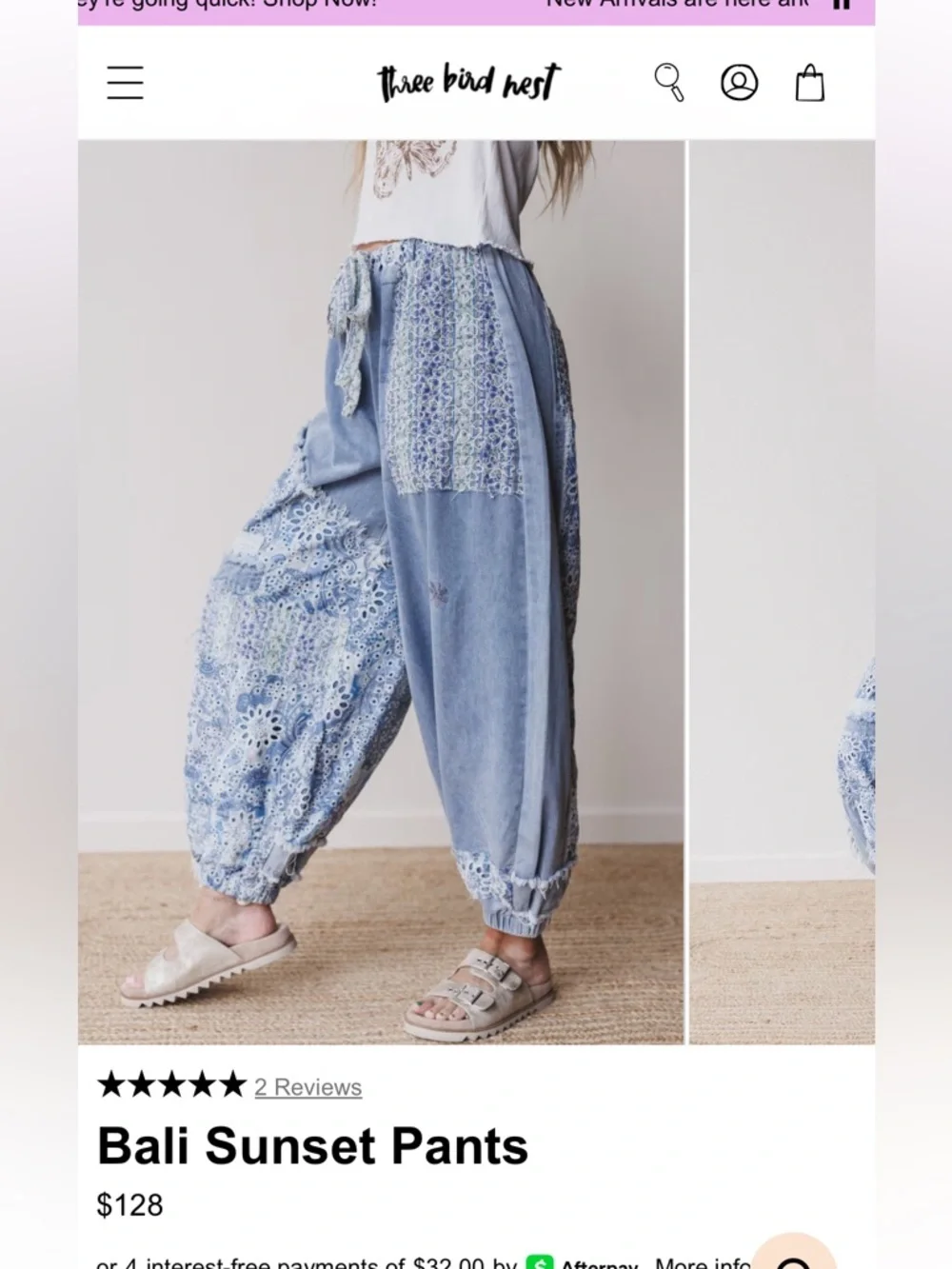 POL denim patchwork drawstring pants - Picture 3 of 3